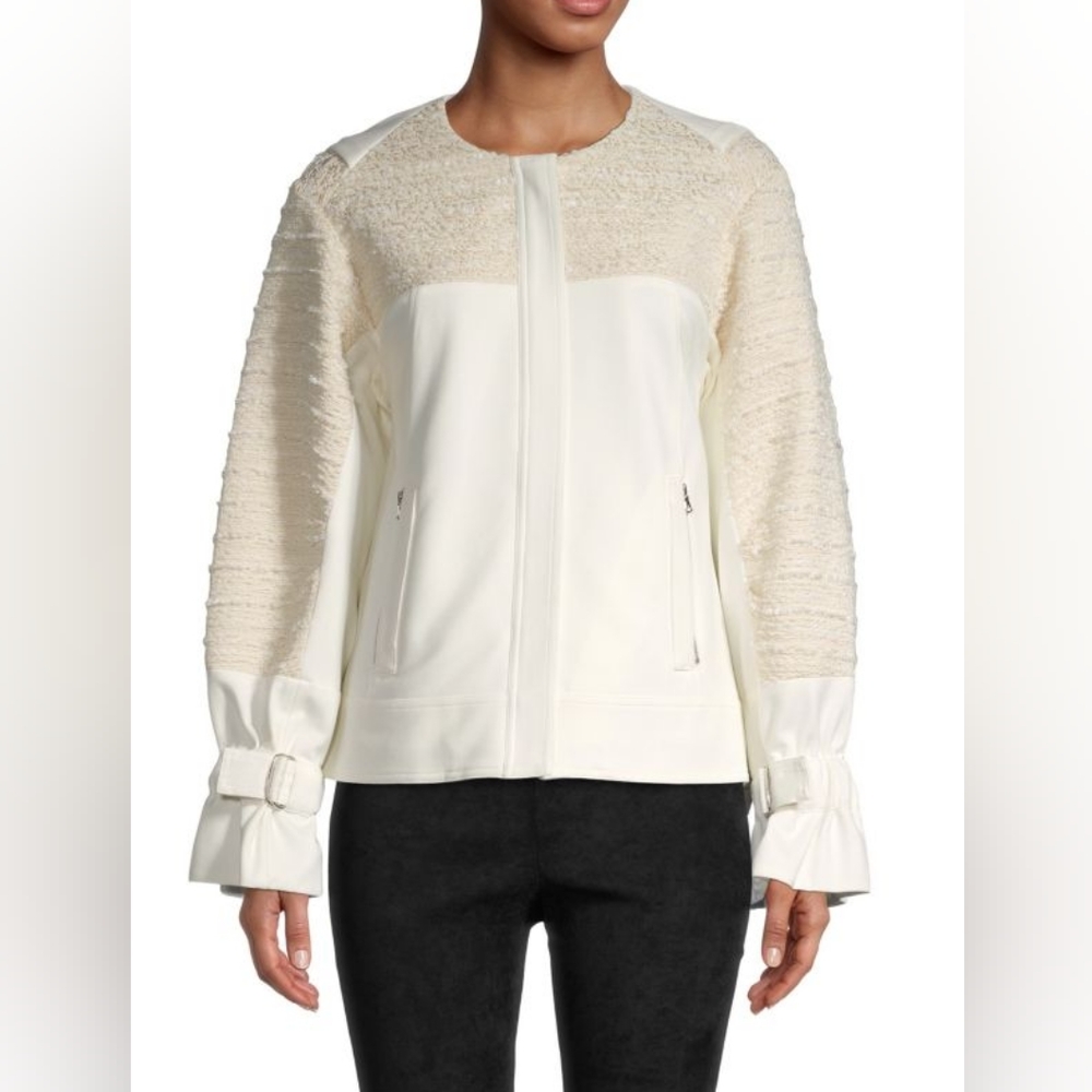 NWT! $558 KOBI HALPERIN​ Cassie Bounce Mixed Media Tweed Jacket Size Large